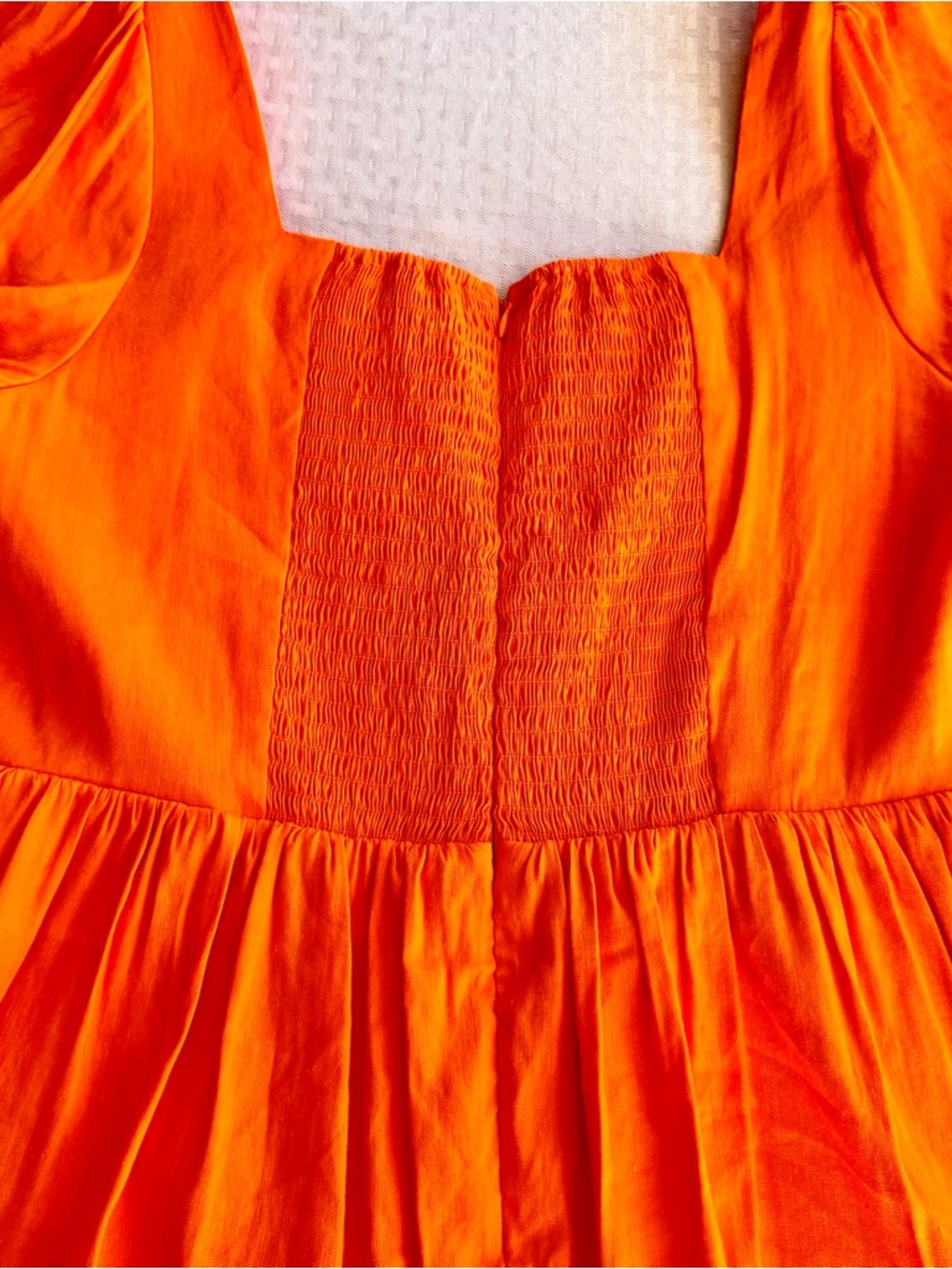 Gianni Bini Orange Linen Blend Babydoll Dress Puff Sleeve Cottagecore 12 - Picture 13 of 16